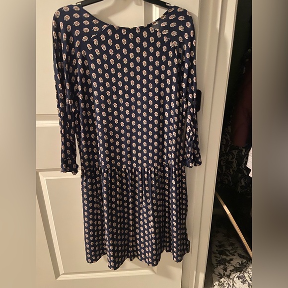 Garnet Hill Navy Blue Pattern Bohemian Pocket Dress - Picture 7 of 8